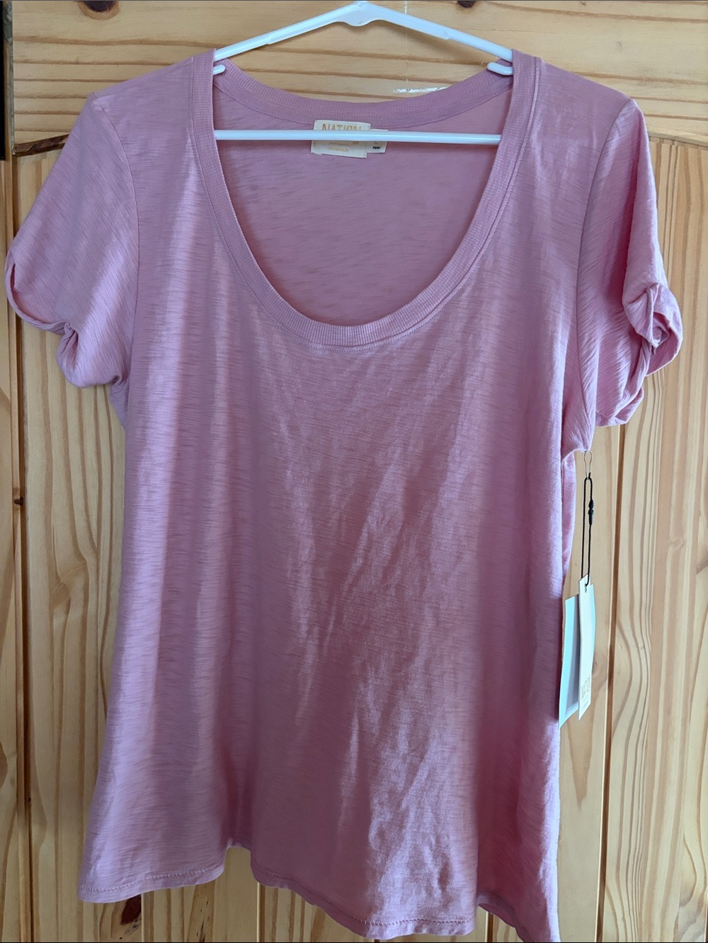 Nation light pinkish Scoop Neck Short Sleeve Tee